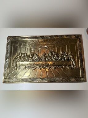 VTG Brass/Copper of “The Last Supper”
 On wood . Religious